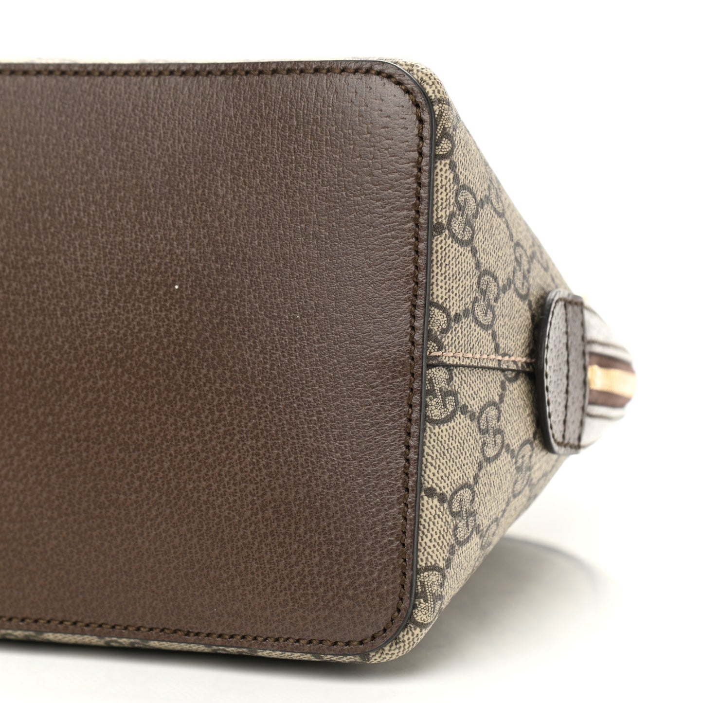 GG Supreme Monogram Web Medium Ophidia Top Handle Dome Bag Brown