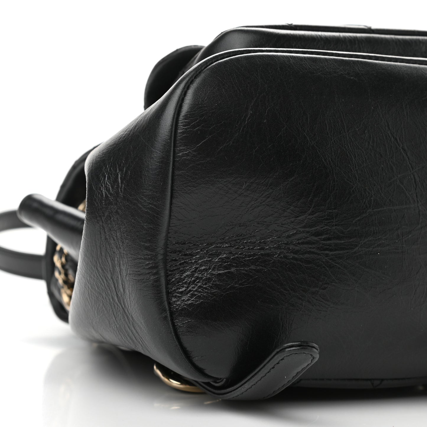 Glazed Aged Calfskin Quilted Small Duma Drawstring Backpack Black