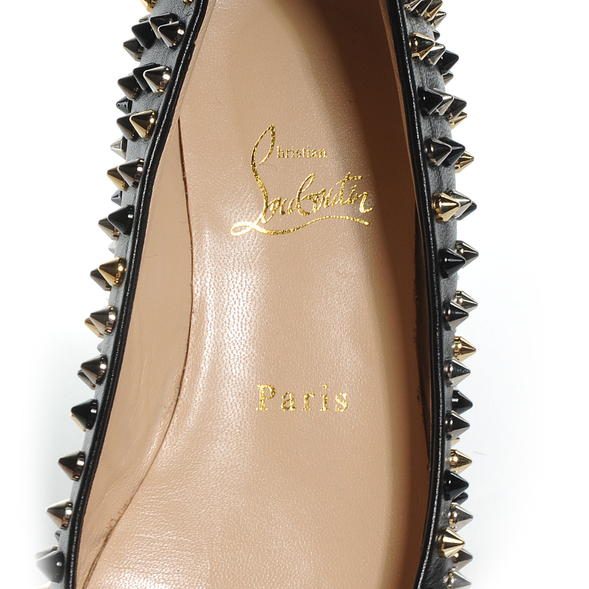 Christian Louboutin Leather Spiked Gozul Flats Black 37.5 7 of 7
