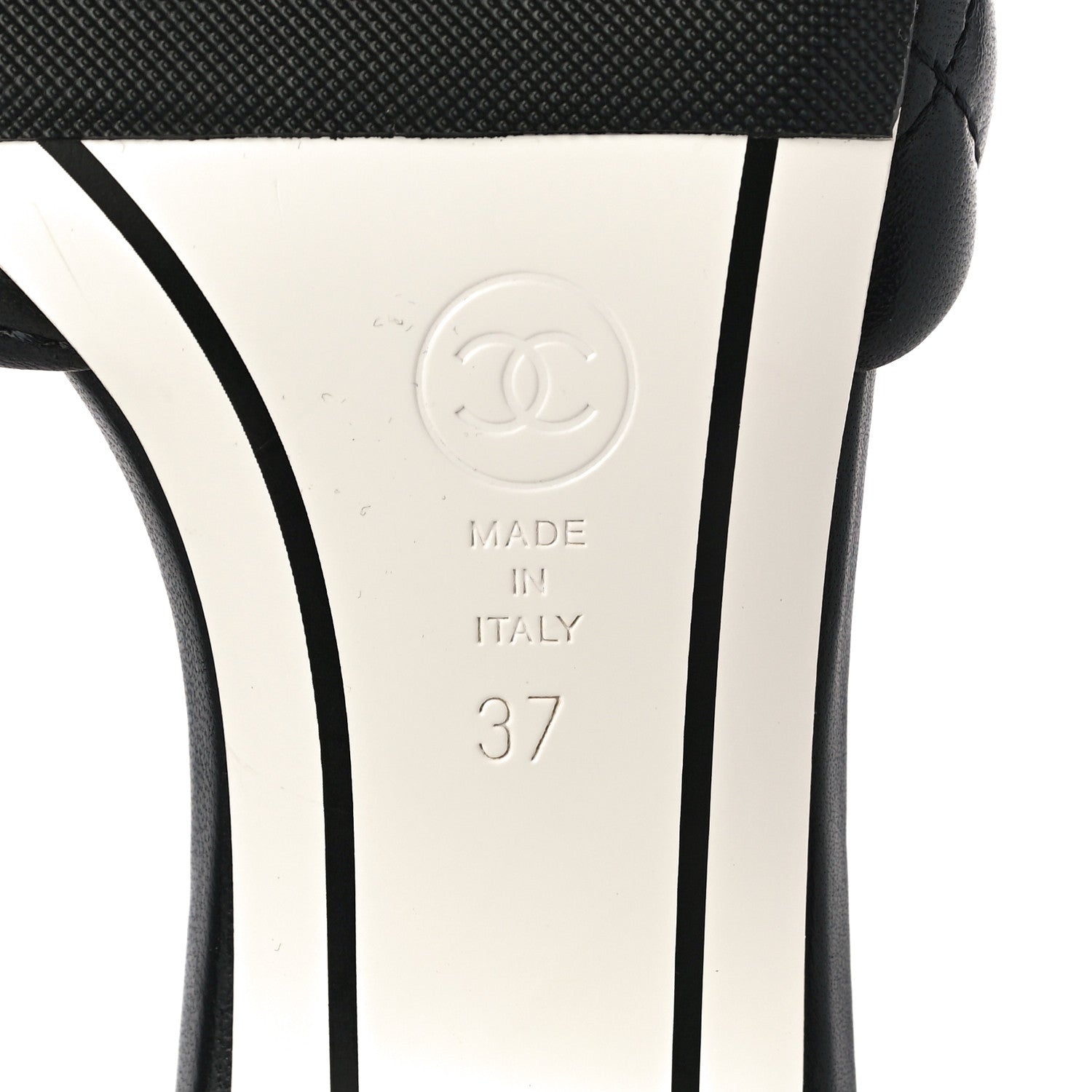 Chanel Lambskin Quilted Textured CC Mules 37 Black 7 of 12