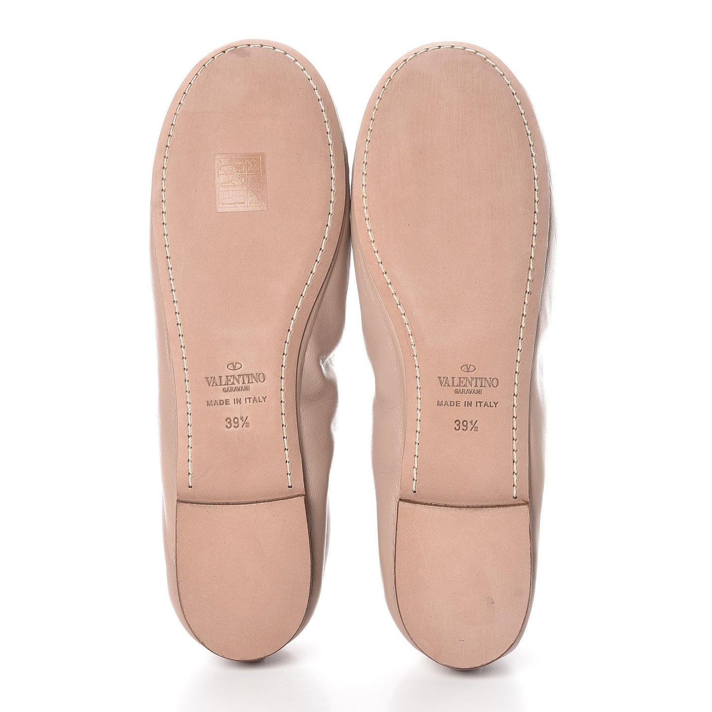 Nappa Rockstud Cross Strap Ballerina Flat 39.5 Poudre Beige