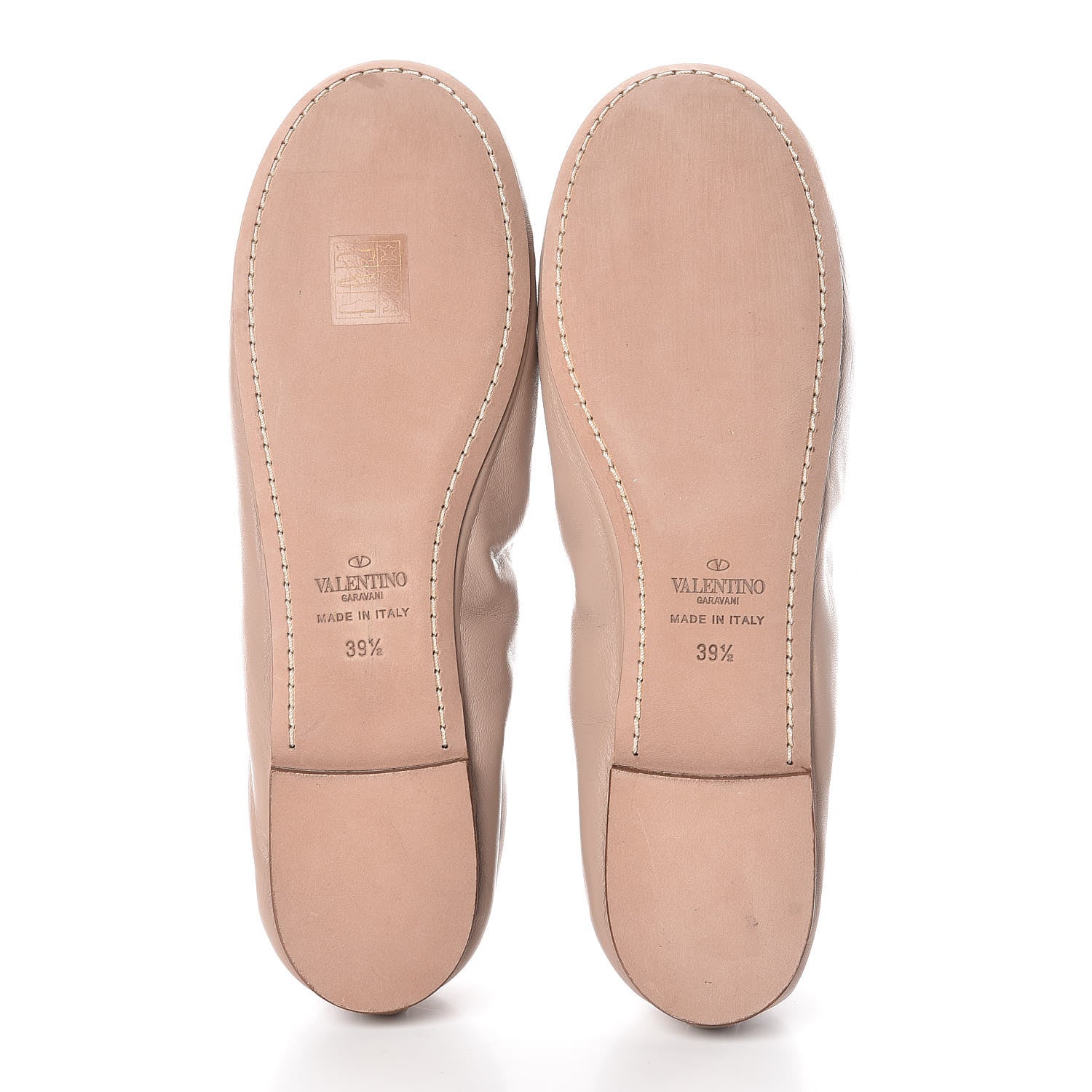Valentino Garavani Nappa Rockstud Cross Strap Ballerina Flat 39.5 Poudre Beige 5 of 10