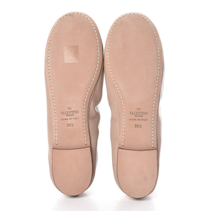 Valentino Garavani Nappa Rockstud Cross Strap Ballerina Flat 39.5 Poudre Beige 5 of 10