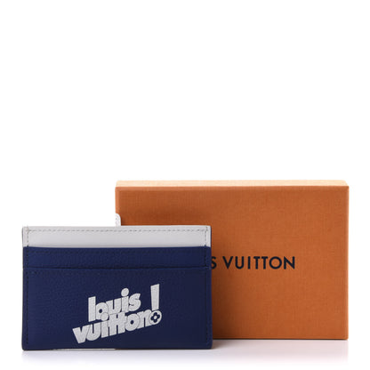 Louis Vuitton Calfskin Everyday LV Porte-Cartes Double Card Holder Blue 7 of 7