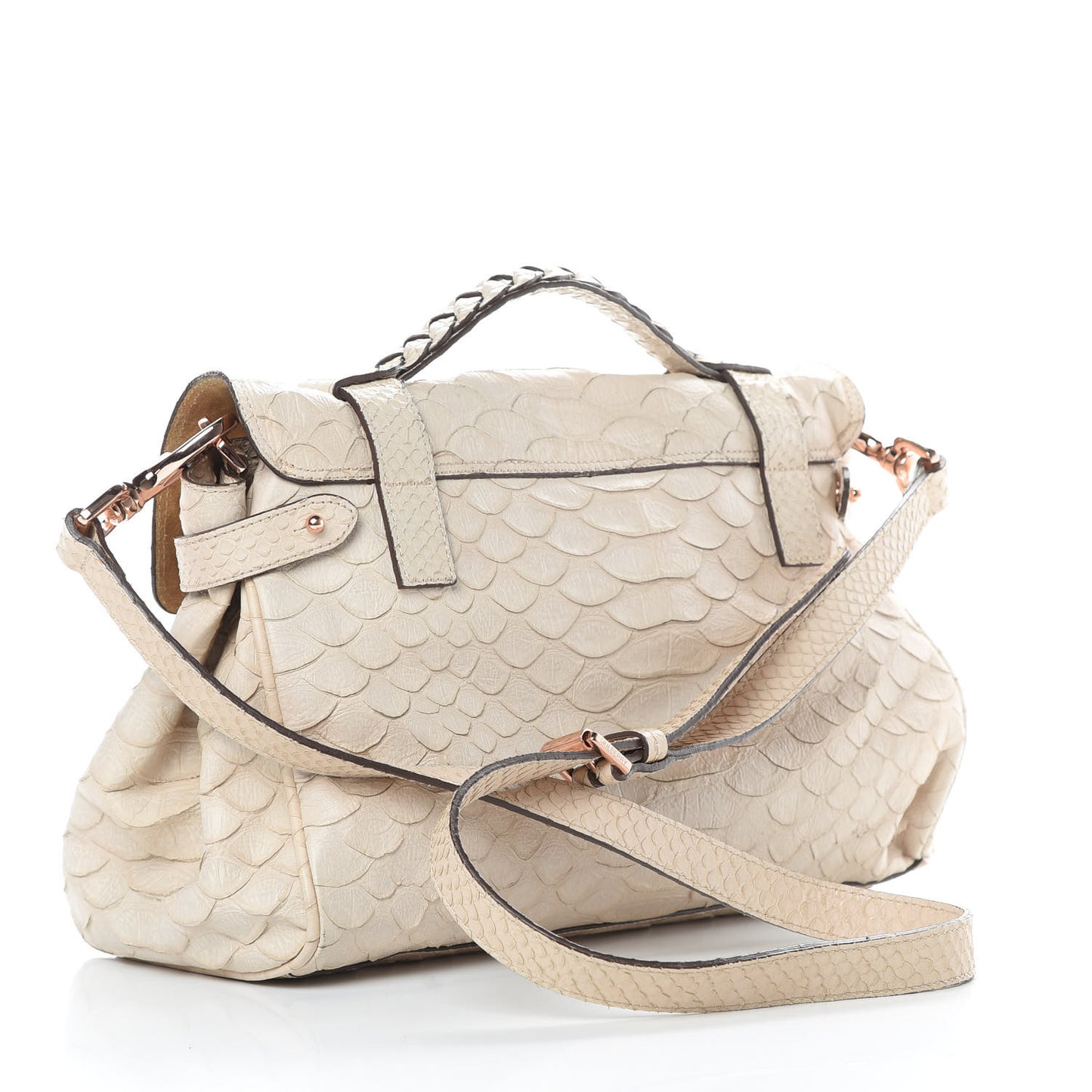 Python Embossed Calfskin Medium Alexa White