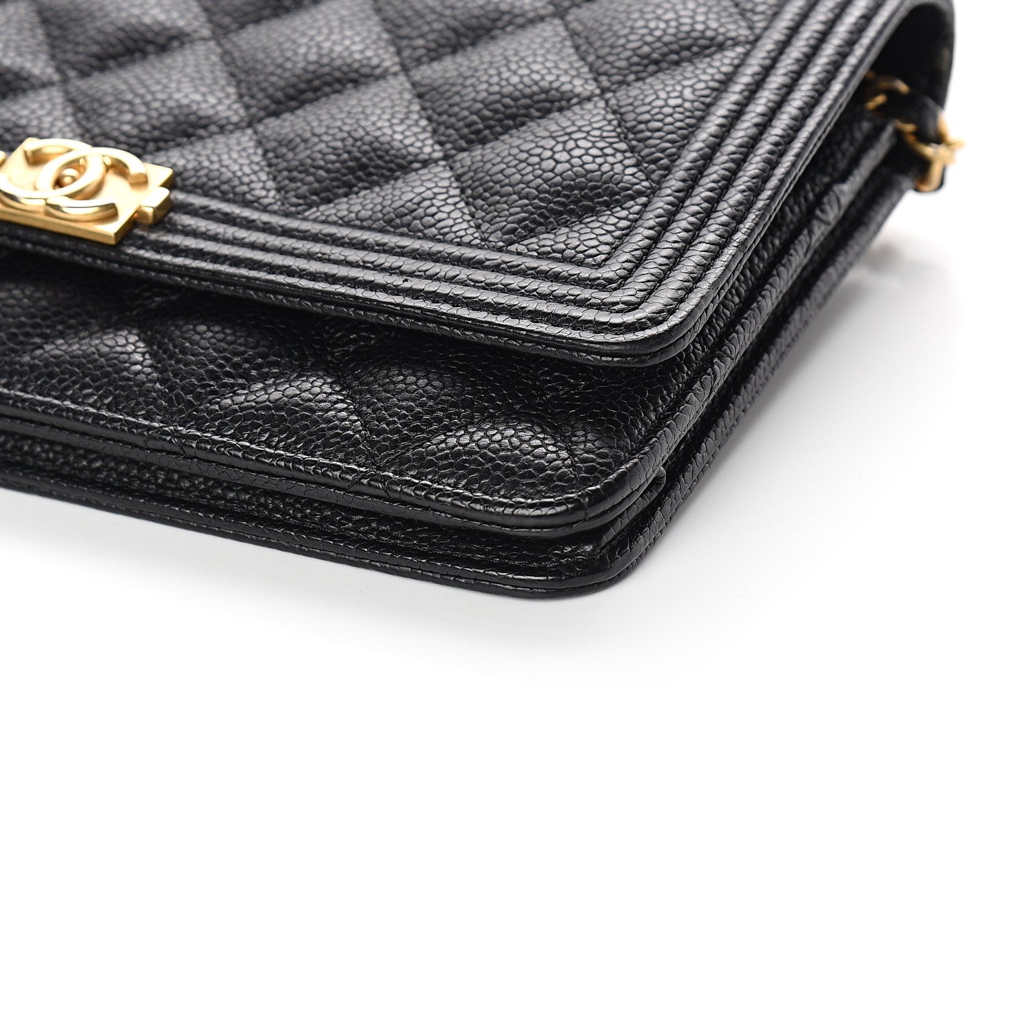 Chanel Caviar Quilted Boy Wallet On Chain WOC Black 9 of 10