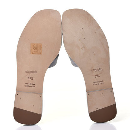 Hermes Epsom Oran Sandals 37.5 Bleu Glacier 7 of 11