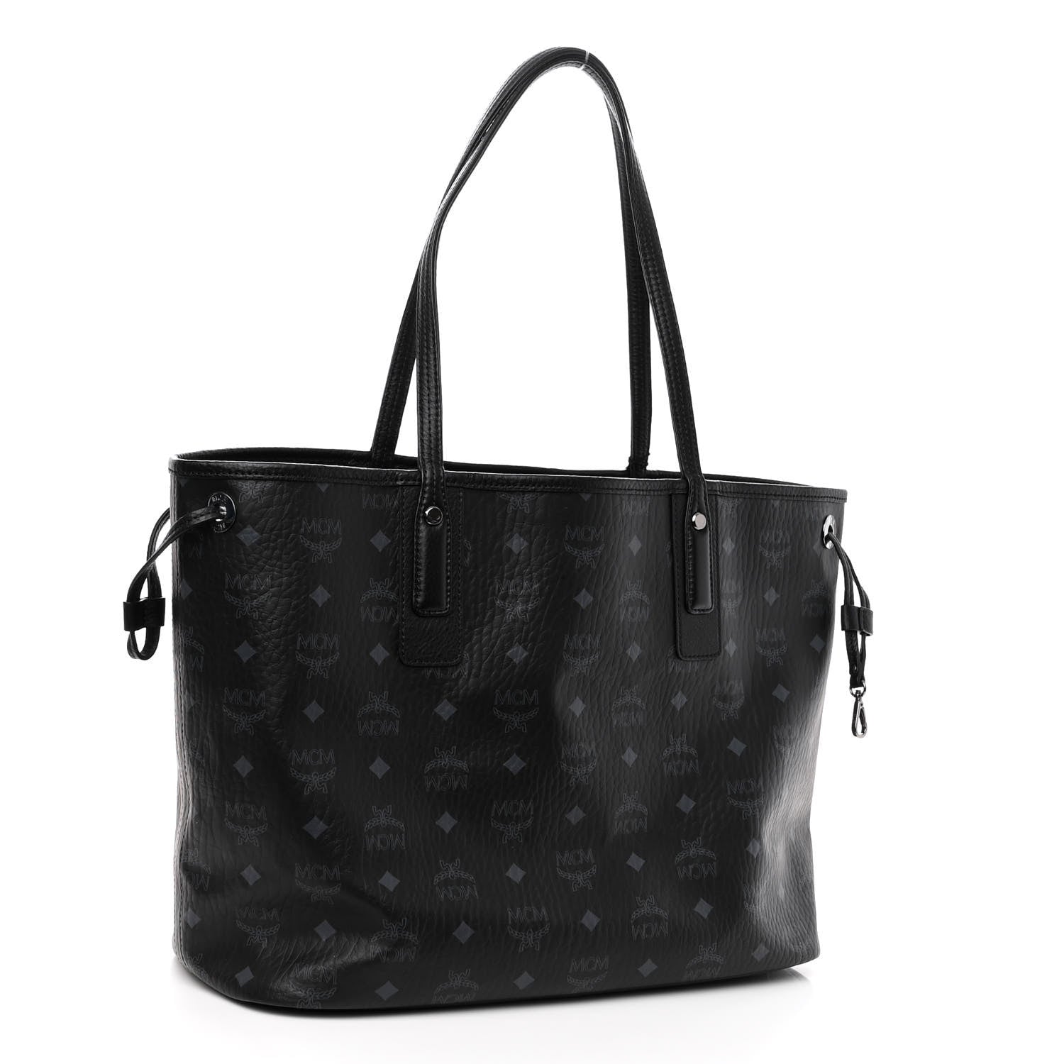 MCM Grained Calfskin Visetos Medium Liz Reversible Shopper Tote Black 5 of 16