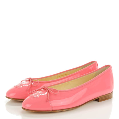 Balenciaga CHANEL Patent CC Cap Toe Ballerina Flats 39.5 Light Pink 3 of 7