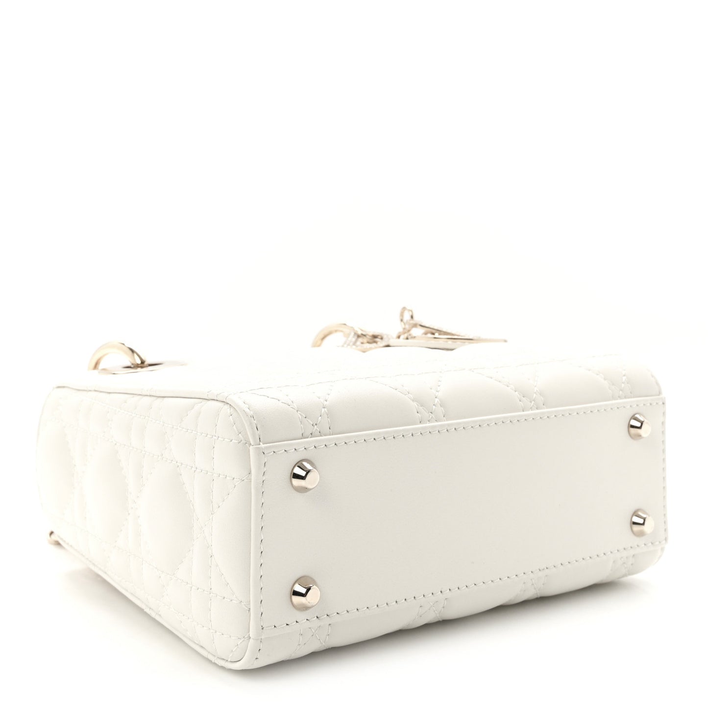 Lambskin Swarovski Crystal Cannage Mini Lady Dior White