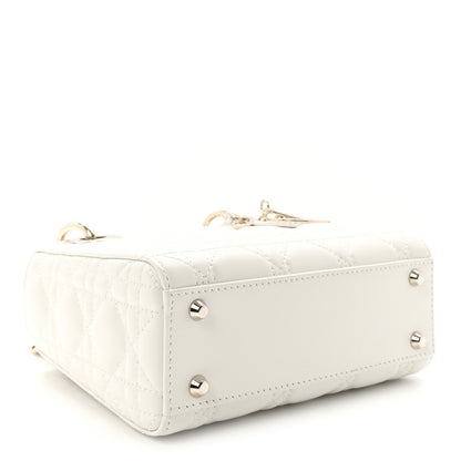 Christian Dior Lambskin Swarovski Crystal Cannage Mini Lady Dior White 4 of 9