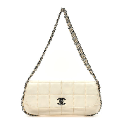 Chanel Lambskin Quilted Chocolate Bar 3 Chain Flap White 1 of 11