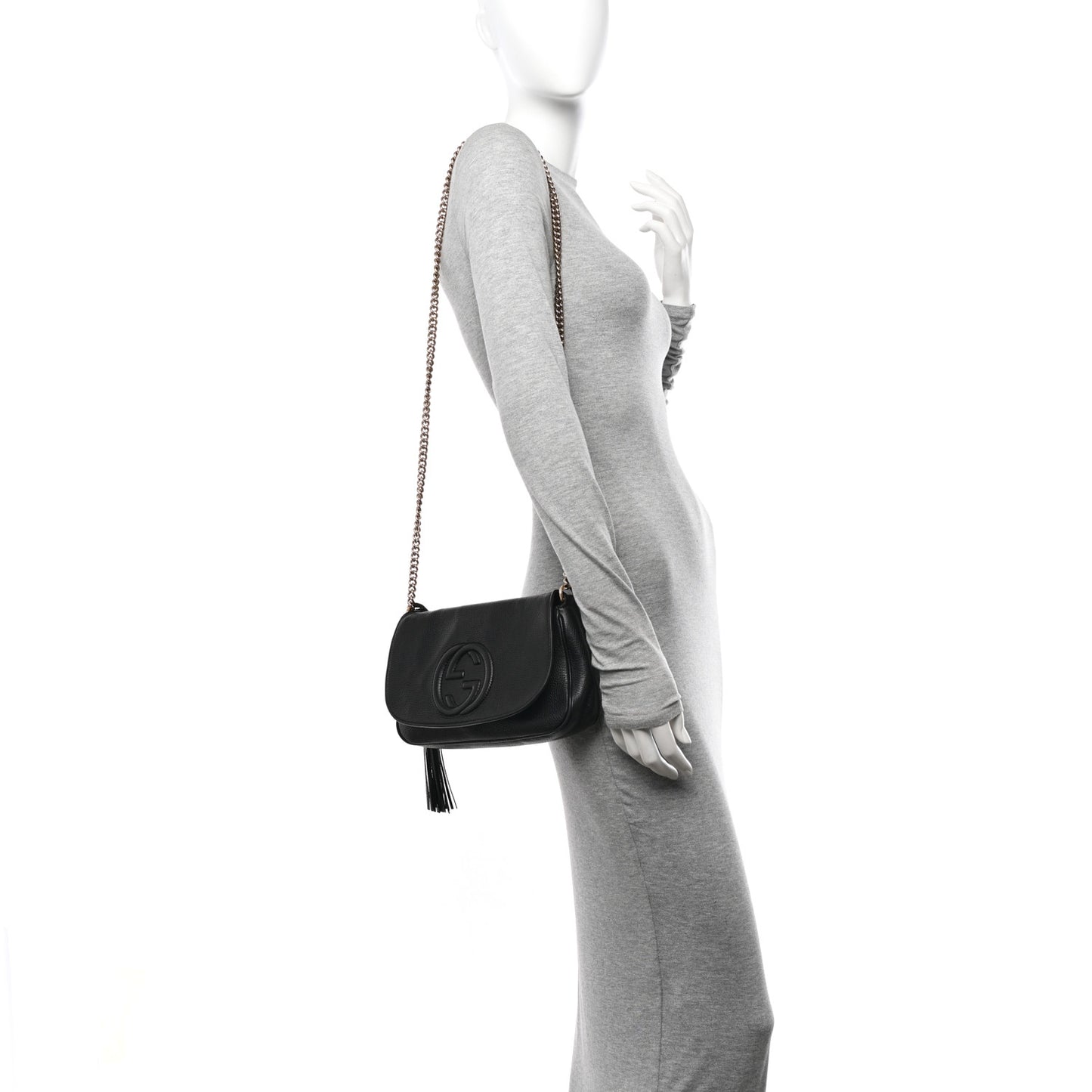 Pebbled Calfskin Medium Soho Flap Crossbody Black