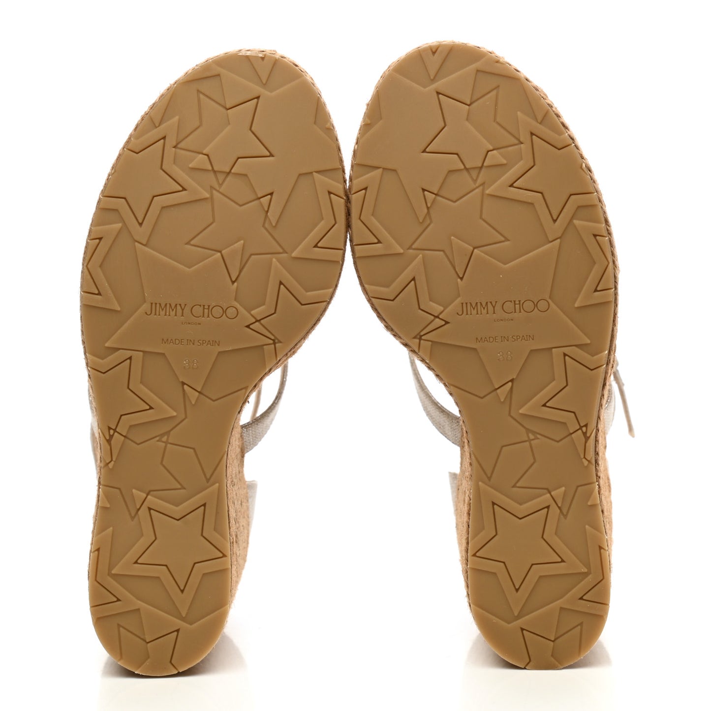 Metallic Linen Cork Alanah Wedge Sandals 38 Natural Silver