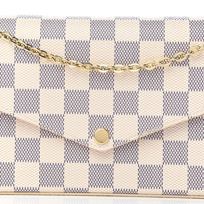 Louis Vuitton Damier Azur Pochette Felicie Chain Wallet Rose Ballerine 11 of 12
