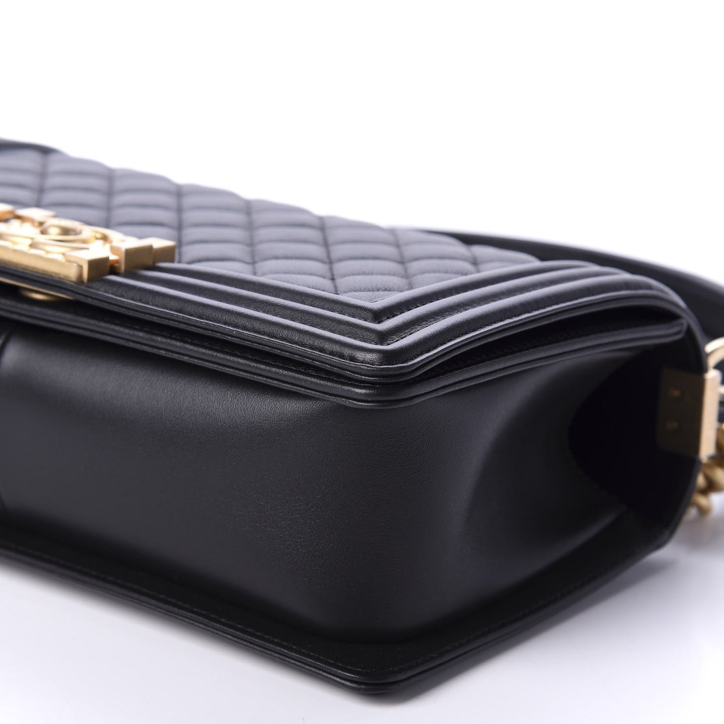 Calfskin Medium Boy Logo Top Handle Flap Black