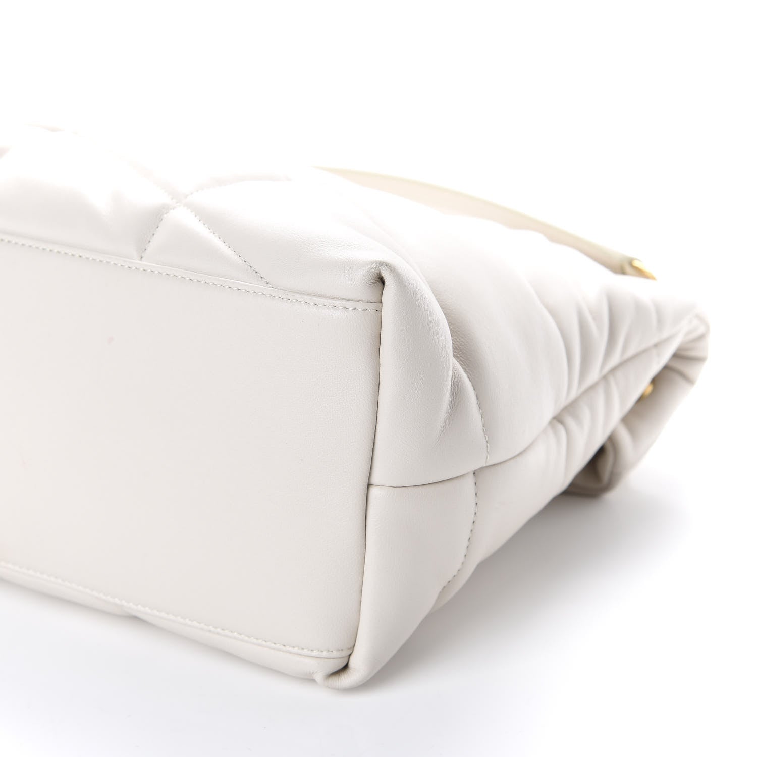 Saint Laurent Lambskin Quilted Medium Loulou Puffer Monogram Chain Satchel Blanc Vintage 6 of 10