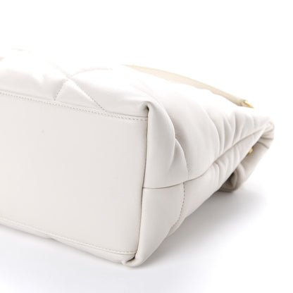 Saint Laurent Lambskin Quilted Medium Loulou Puffer Monogram Chain Satchel Blanc Vintage 6 of 10
