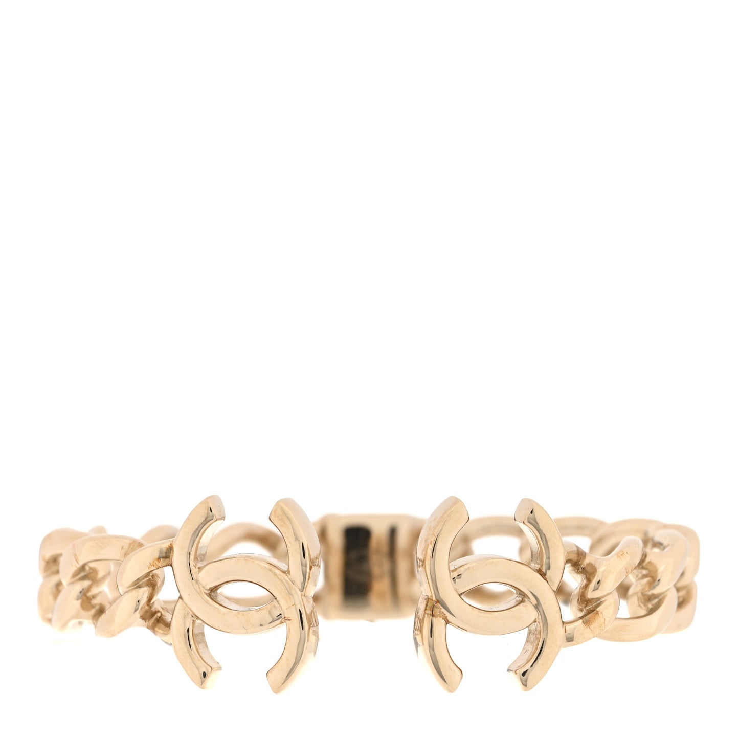 Metal CC Chain Link Cuff Bracelet Gold