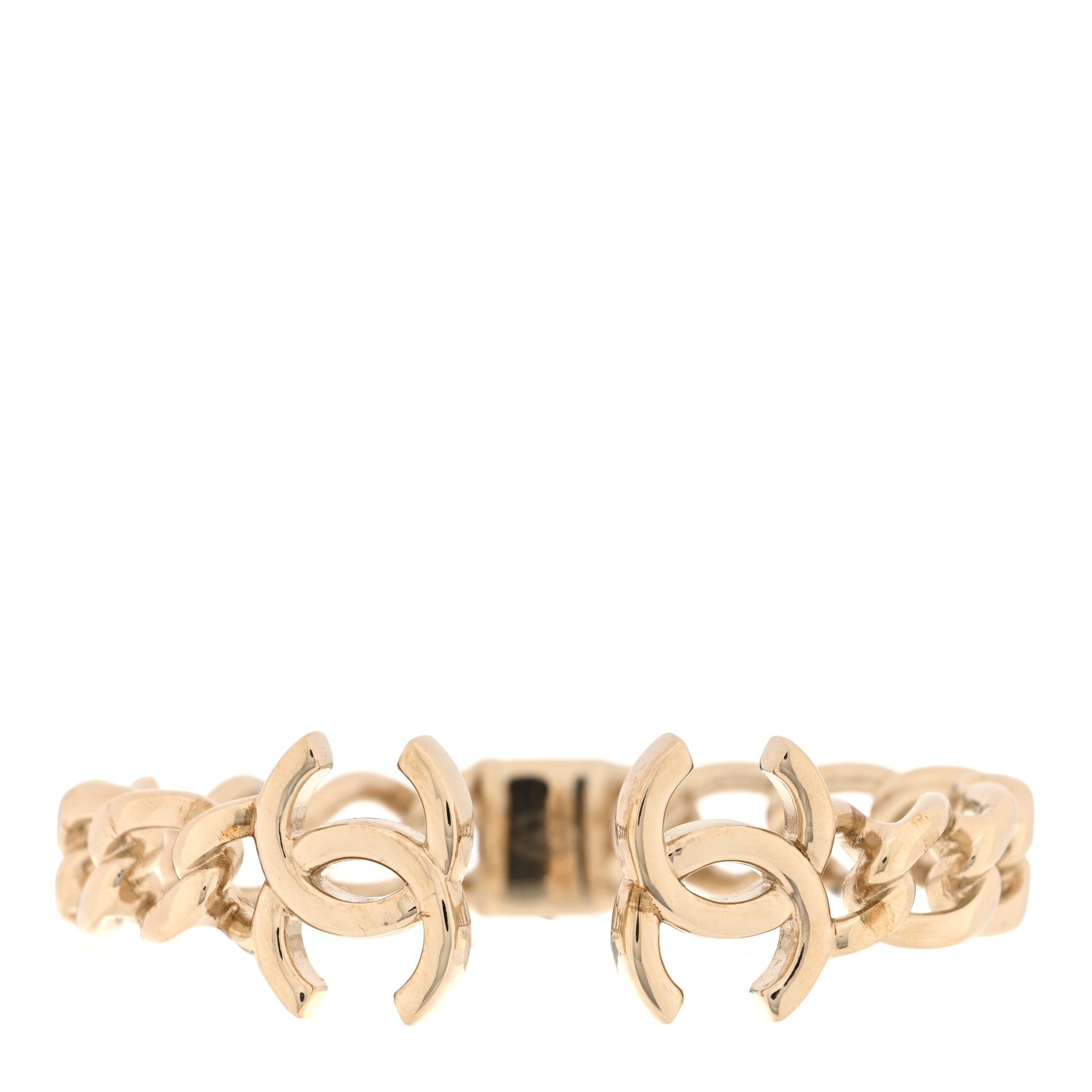 Chanel Metal CC Chain Link Cuff Bracelet Gold 1 of 5
