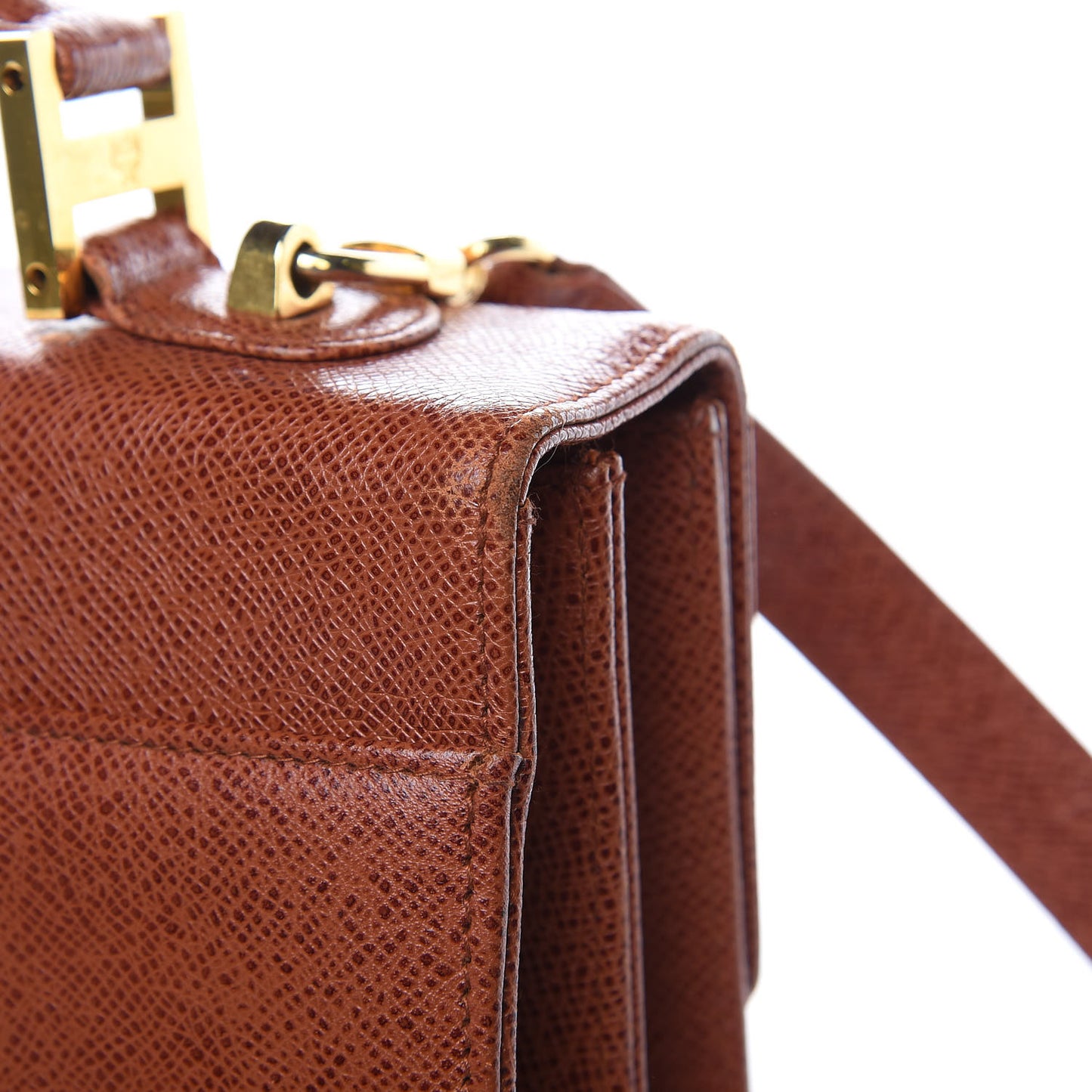 Grained Calfskin Satchel Cognac
