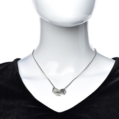 Chanel Crystal CC Bow Necklace Silver Black 2 of 5