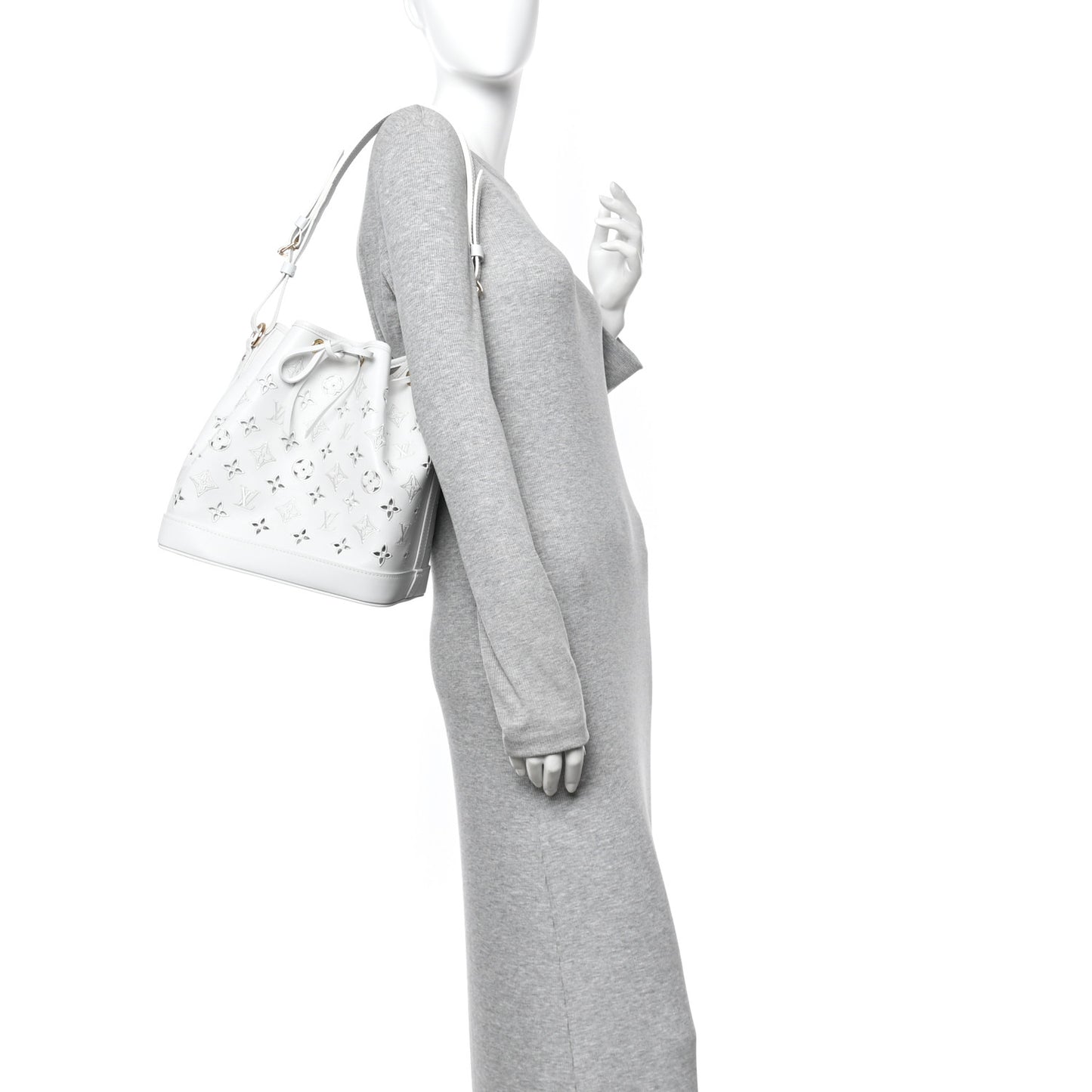 Calfskin Monogram Cutout Petit Noe White