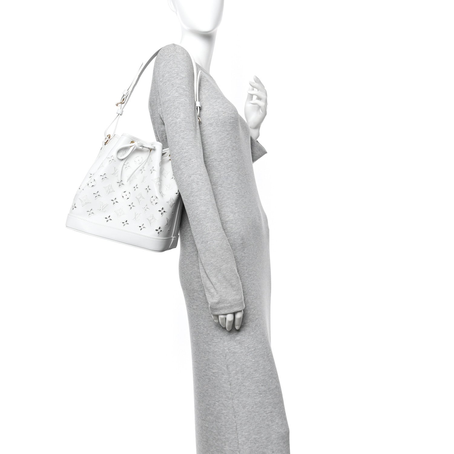 Louis Vuitton Calfskin Monogram Cutout Petit Noe White 2 of 10