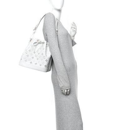 Louis Vuitton Calfskin Monogram Cutout Petit Noe White 2 of 10