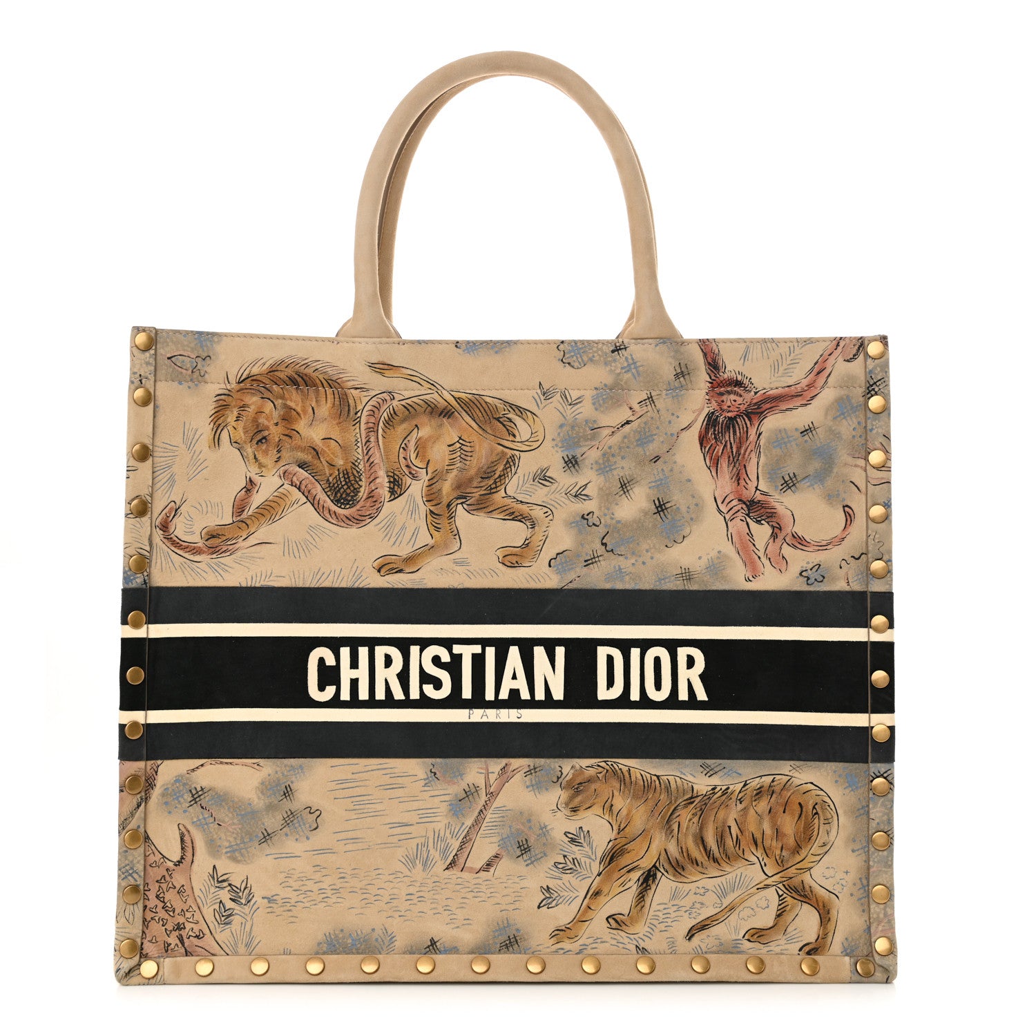 Christian Dior Suede Large Dioriviera Toile De Jouy Book Tote Beige Multicolor 1 of 13