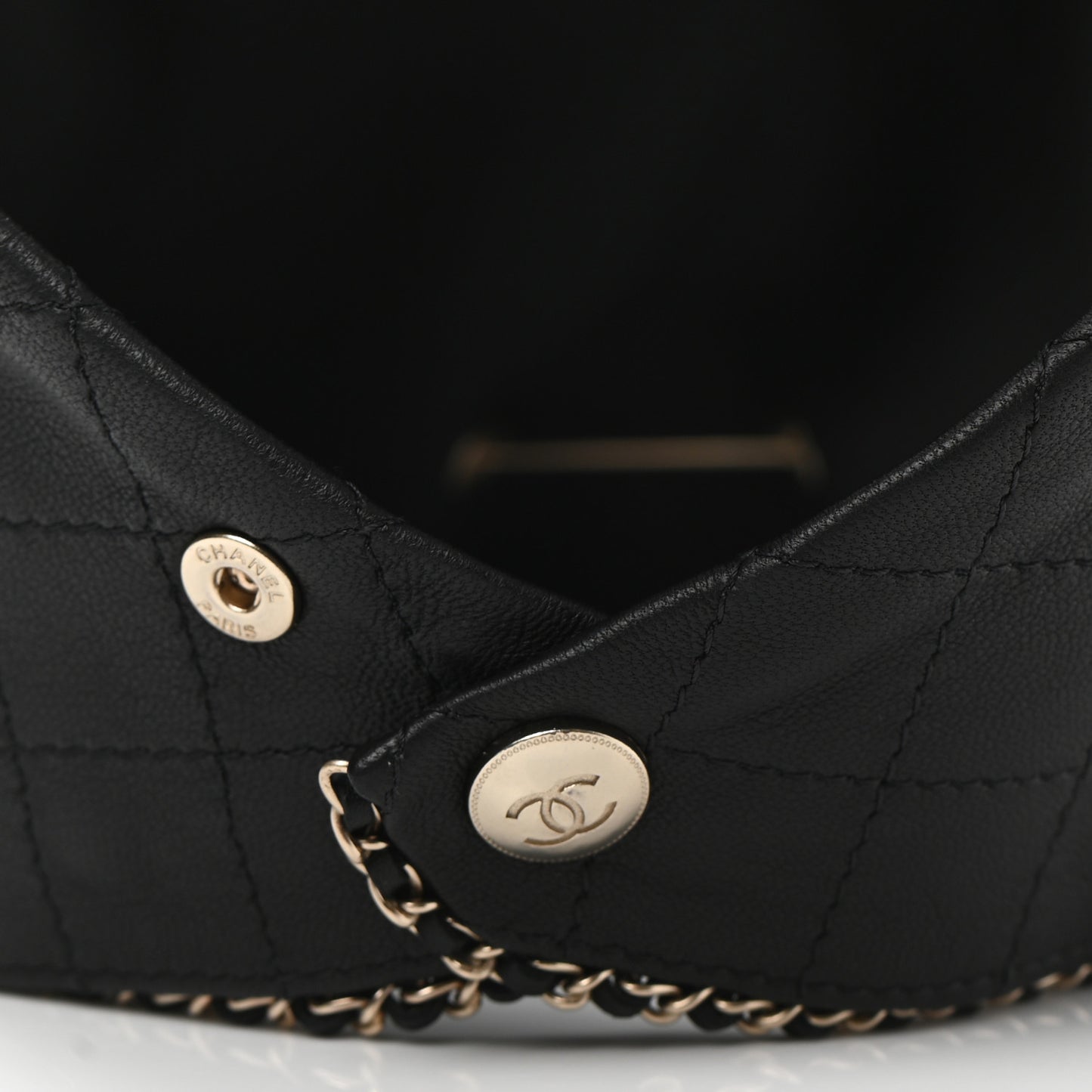 Lambskin Calfskin Chain CC Bandana Black Gold