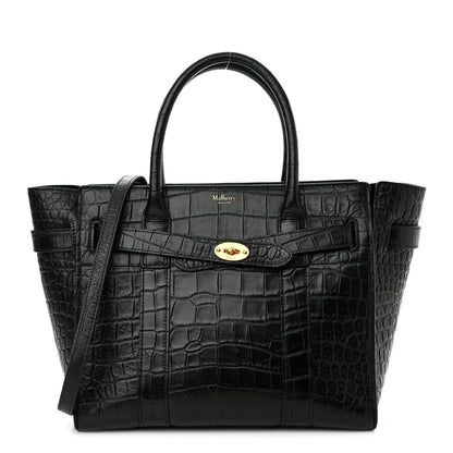 Mulberry Crocodile Embossed Calfskin Small Zipped Bayswater Black 1 of 9