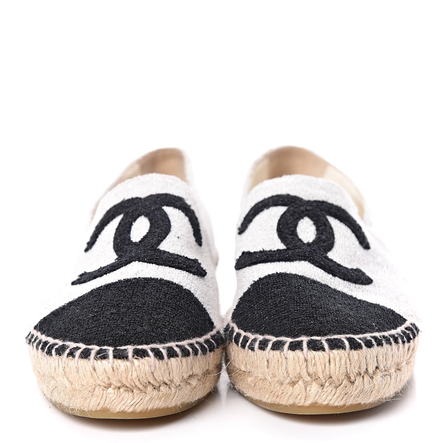 Terry Cloth CC Espadrilles 39 Silver Black