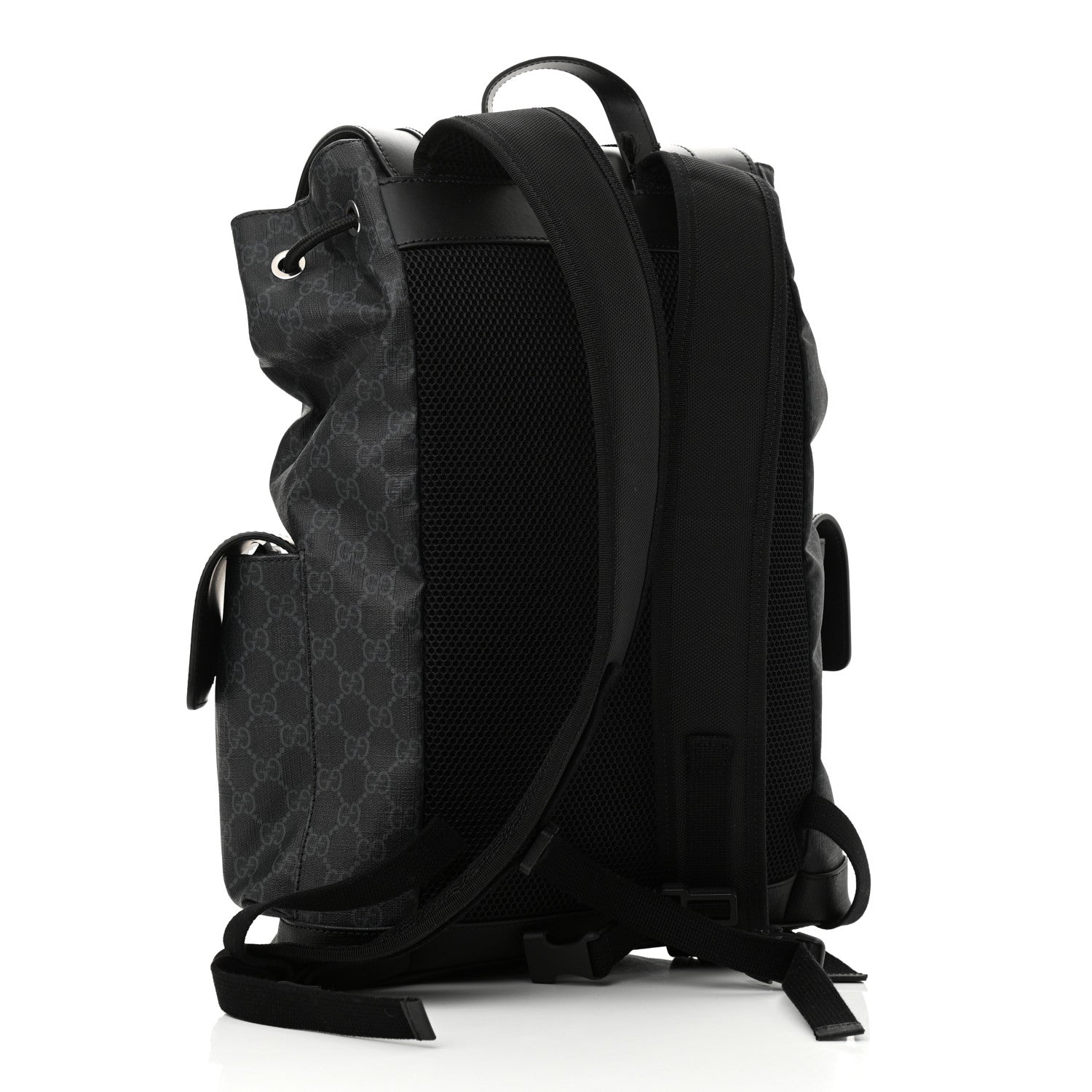 Gucci Soft GG Supreme Monogram Appia Calfskin Web Double Buckle Backpack Black 3 of 10
