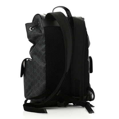 Gucci Soft GG Supreme Monogram Appia Calfskin Web Double Buckle Backpack Black 3 of 10