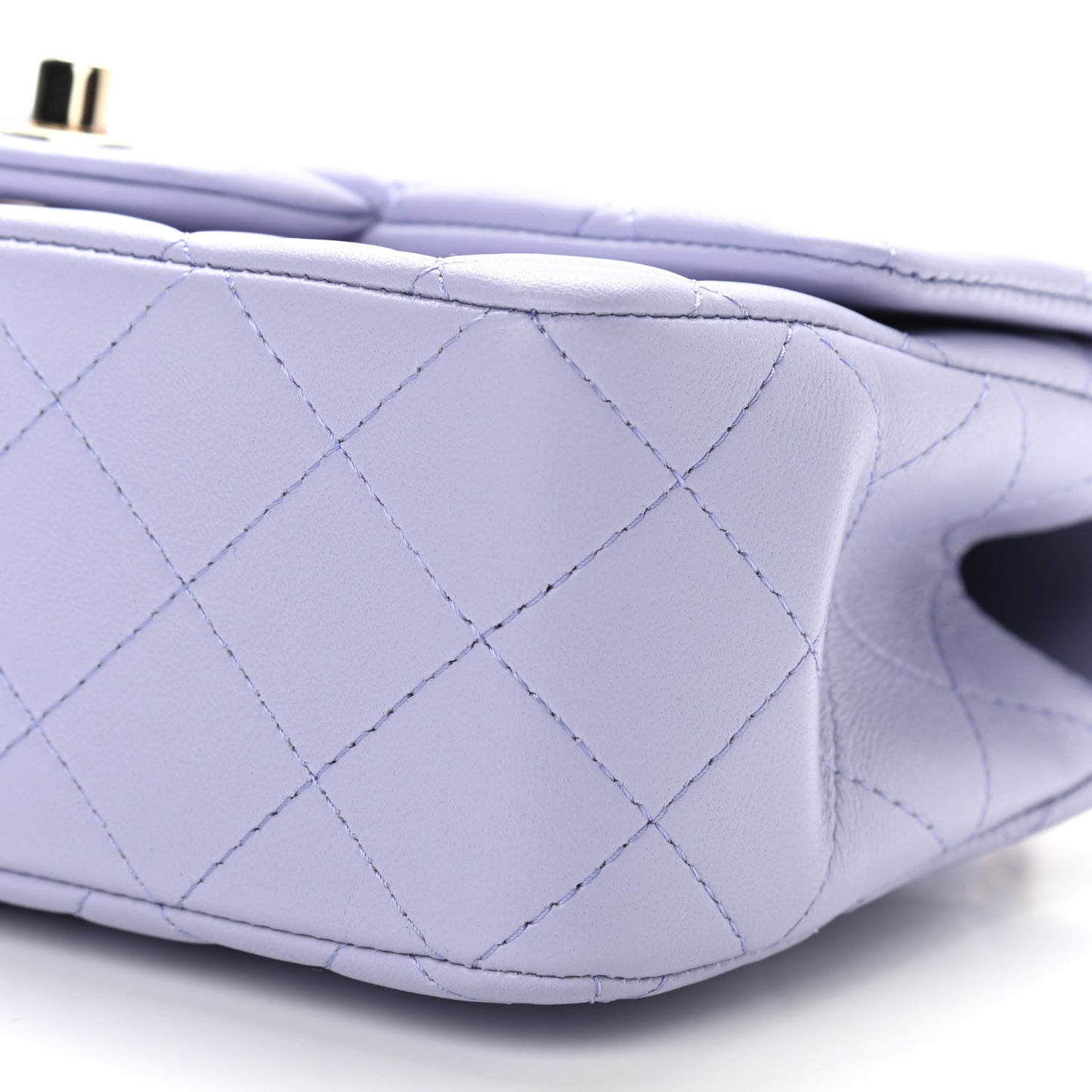 Lambskin Quilted Mini Top Handle Rectangular Flap Light Purple