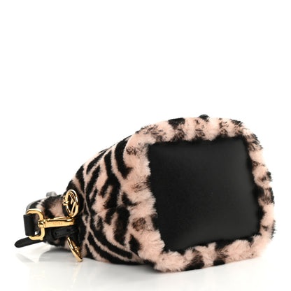 Fendi Shearling F is Fendi Macro FF 1974 Diagonal Mini Mon Tresor Bucket Bag Light Rose Black 4 of 11