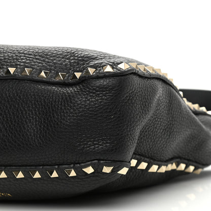 Valentino Garavani Pebbled Calfskin Small Rockstud Flip-Lock Messenger Bag Black 8 of 9