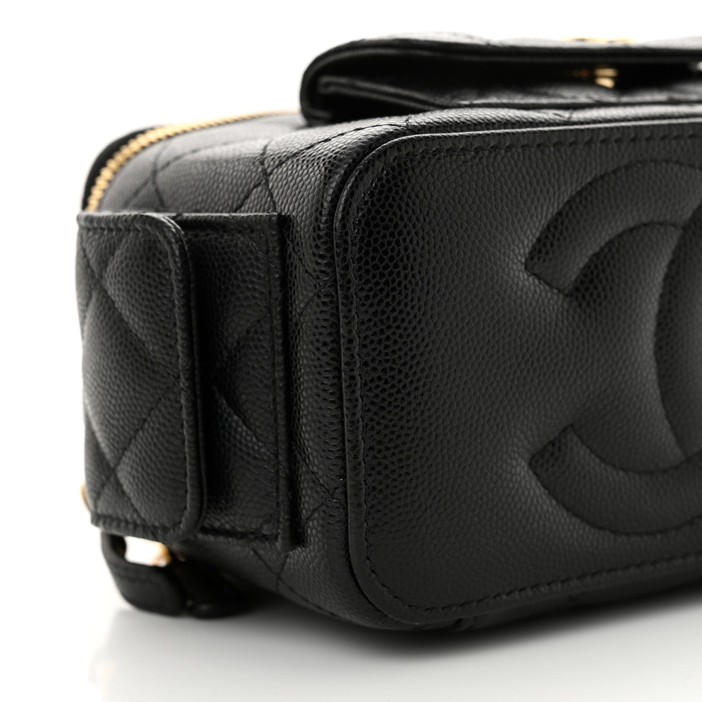 Caviar Quilted Polly Pocket East West Top Vanity With Chain Black
