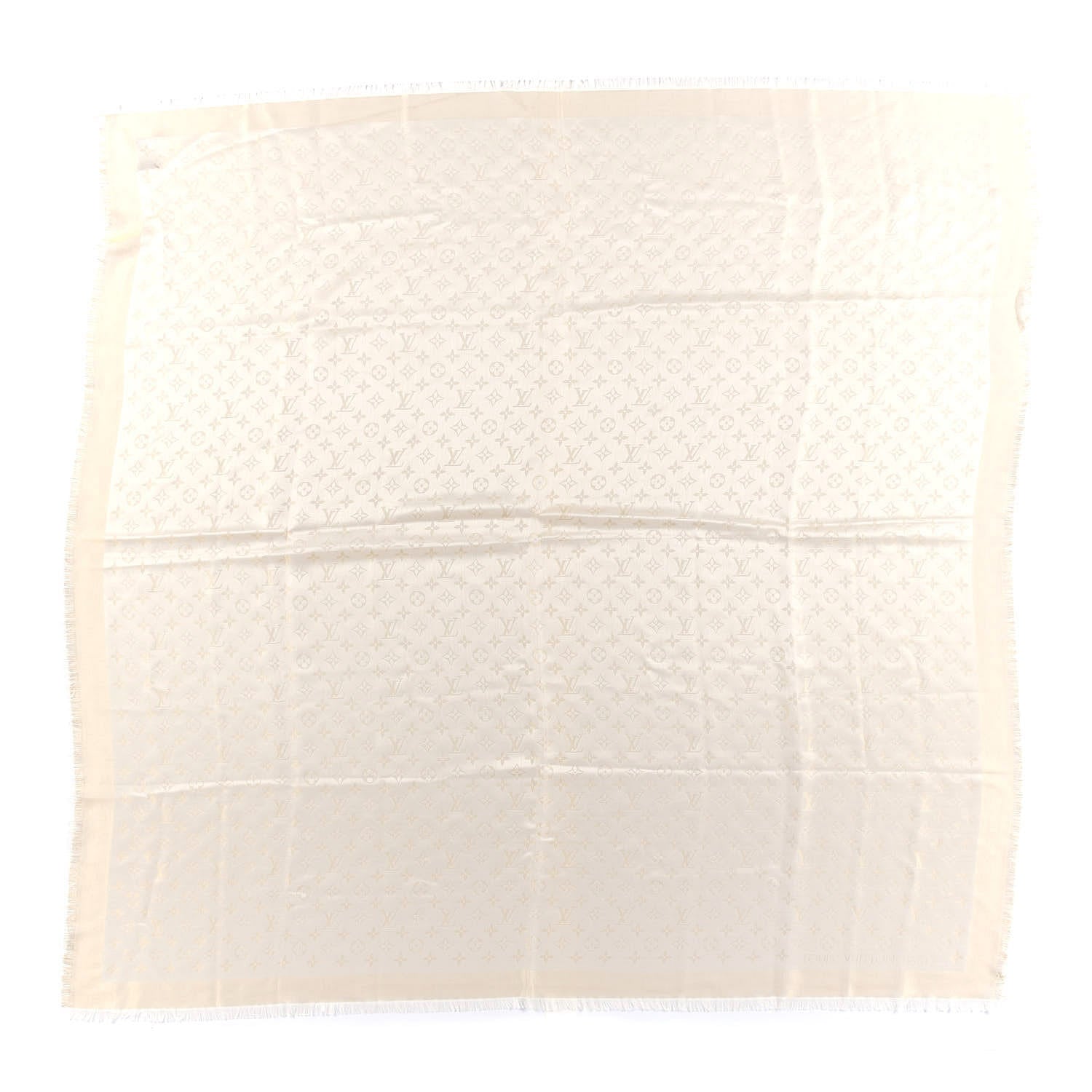 Louis Vuitton Silk Wool Monogram Shine Shawl White 1 of 4