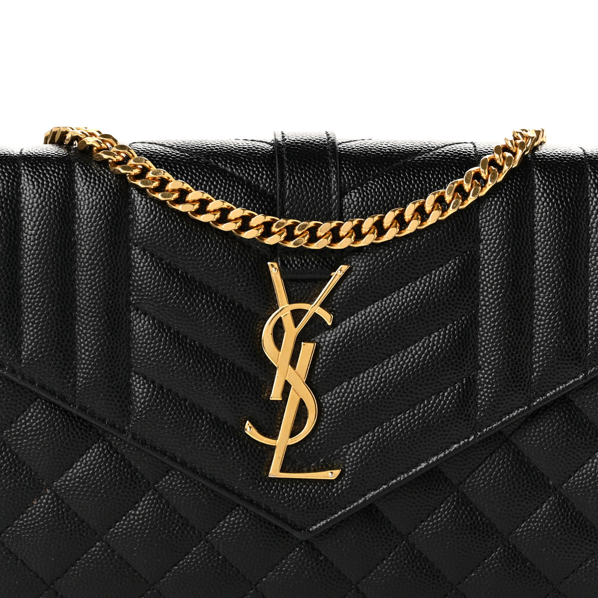 Grain De Poudre Mixed Matelasse Triquilt Monogram Chain Wallet Black