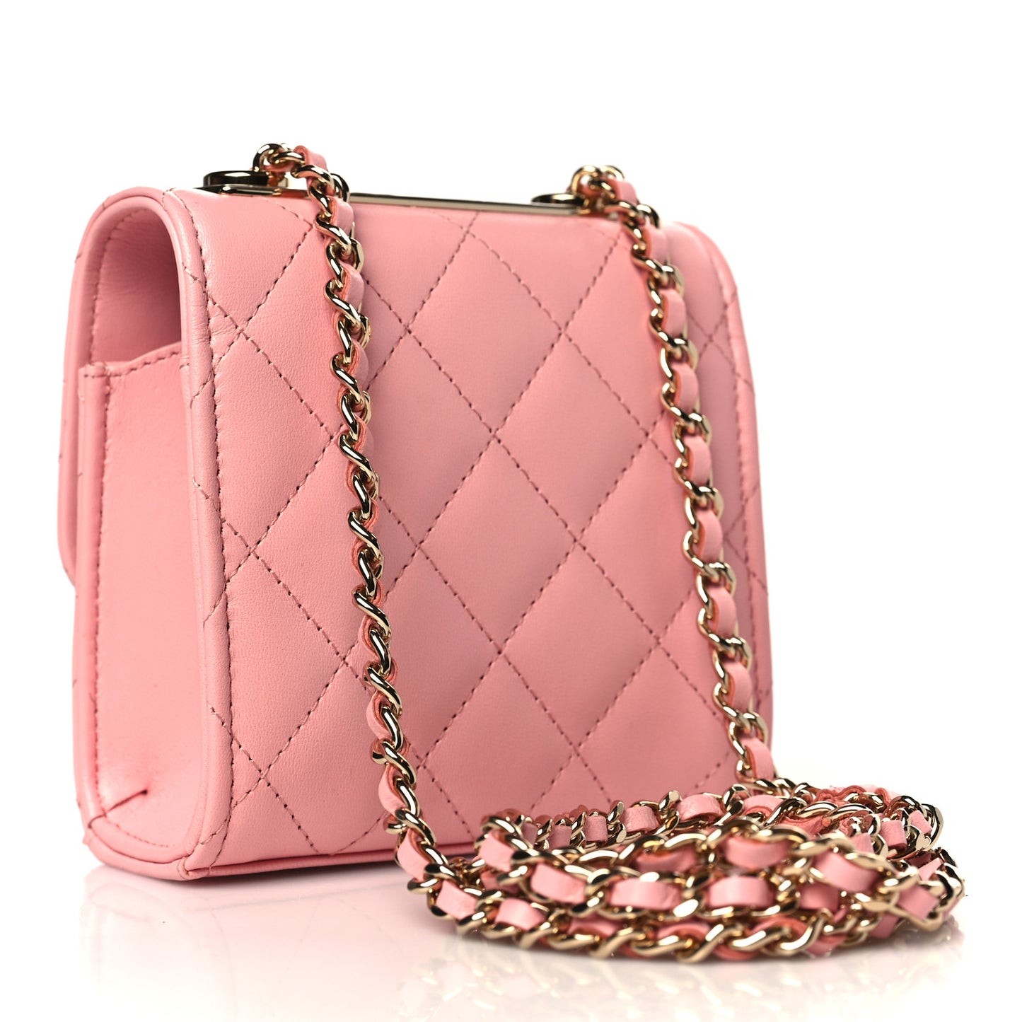 Lambskin Quilted Mini Trendy CC Clutch With Chain Pink