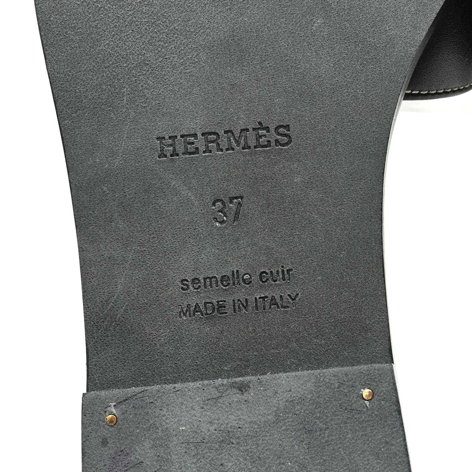 Hermes Box Calfskin Oran Sandals 37 Black 6 of 9