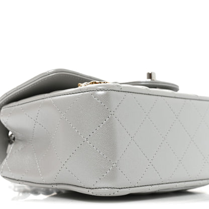 Chanel Metallic Lambskin Quilted Space Charms Mini Rectangular Flap Silver 9 of 10