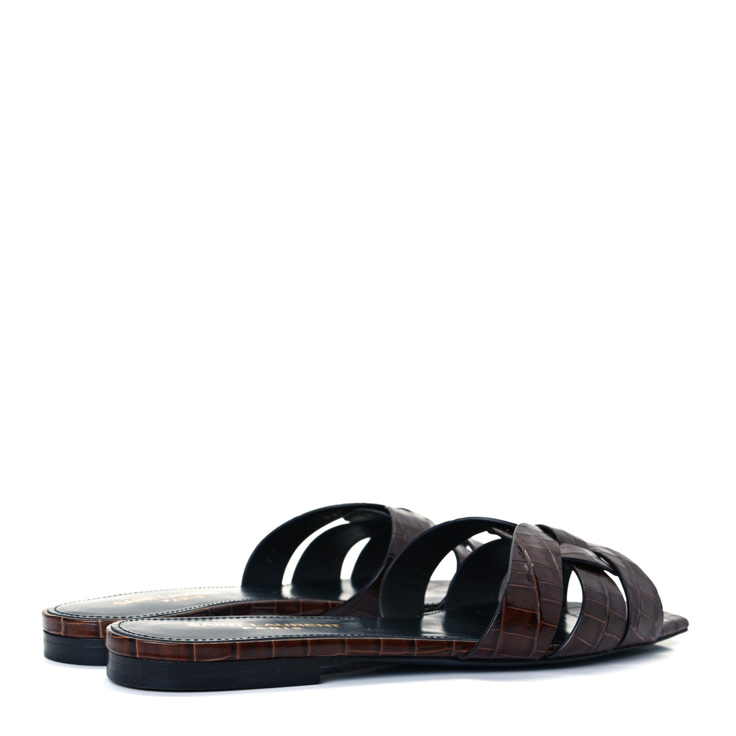 Saint Laurent Patent Croc Embossed Nu Pied 05 Slide Sandals 35 Burgundy 5 of 9
