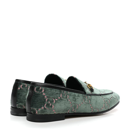 Gucci Velvet Malaga Kid GG Monogram Horsebit Womens Jordaan Loafers 37 Avio Dusty Pink Black 4 of 8