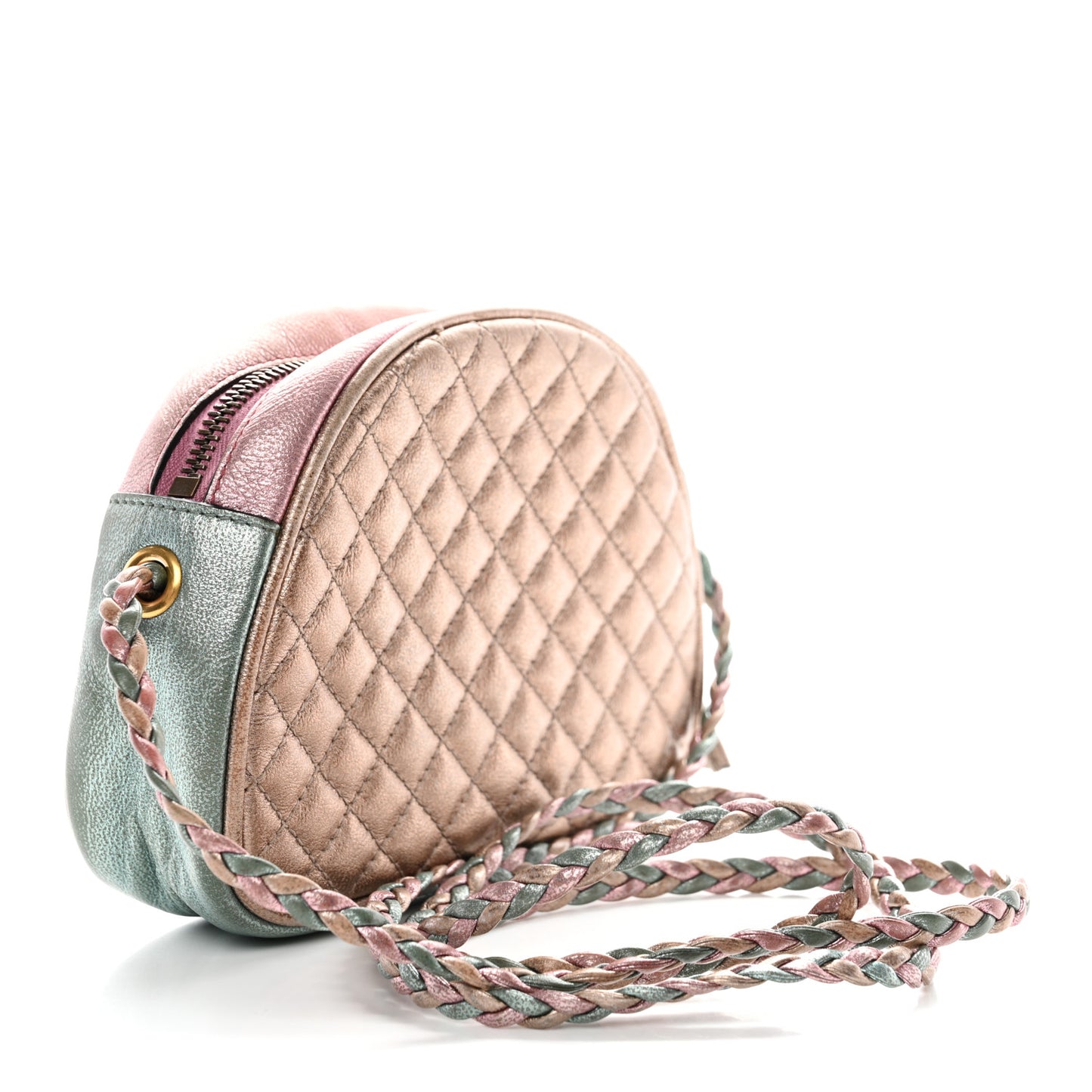Laminated Nappa Trapuntata Mini Zumi Dome Shoulder Bag Rosa Lago Rame