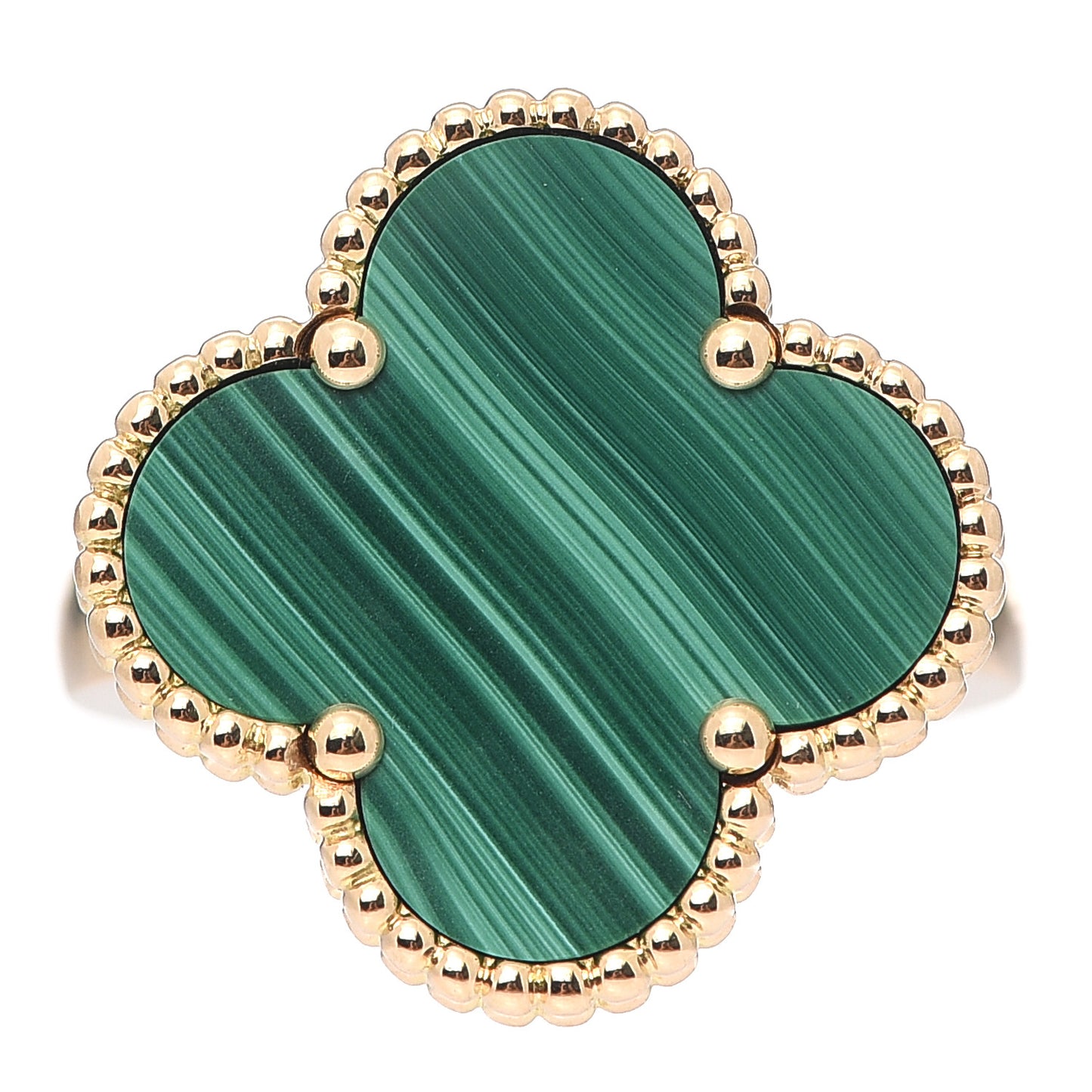 18K Yellow Gold Malachite Magic Alhambra Ring 54 7