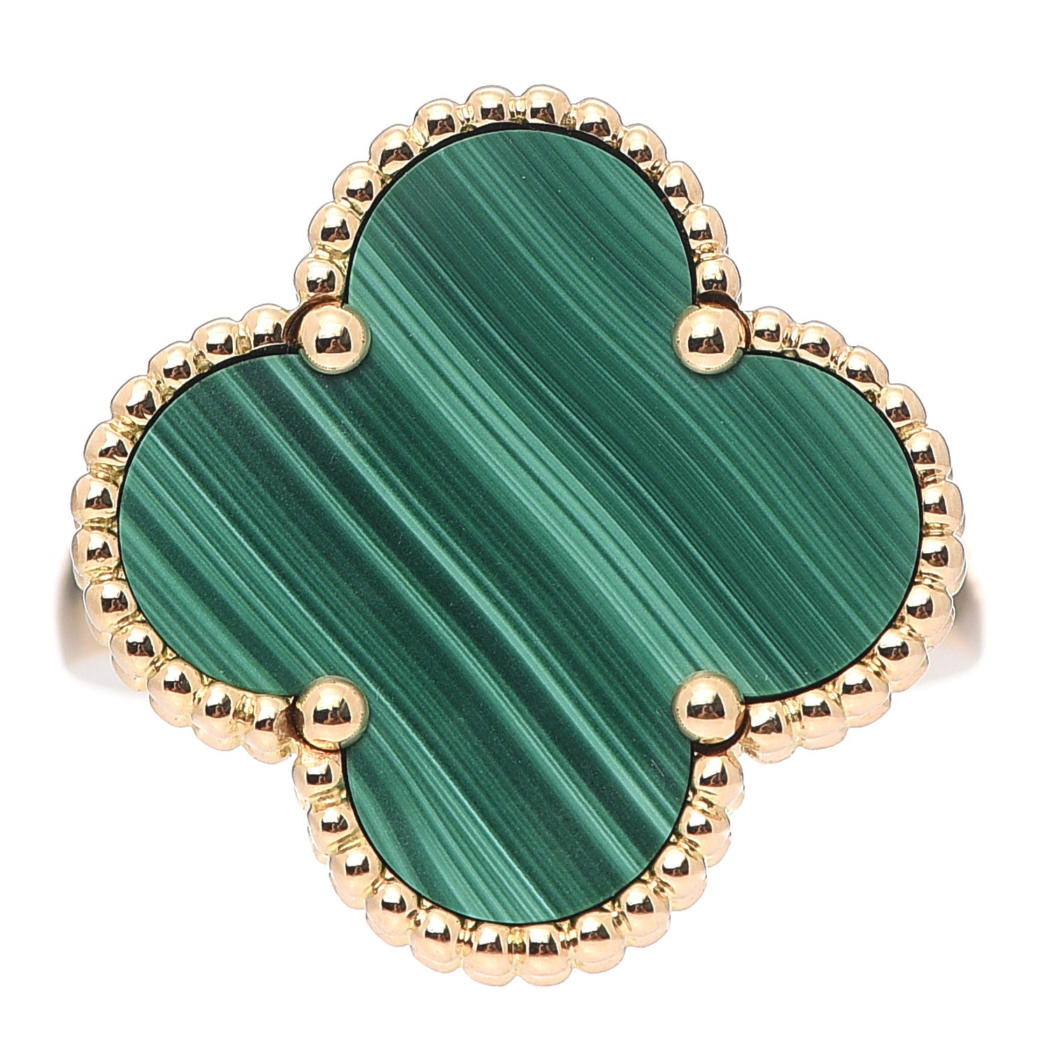 Van Cleef & Arpels 18K Yellow Gold Malachite Magic Alhambra Ring 54 7 1 of 7