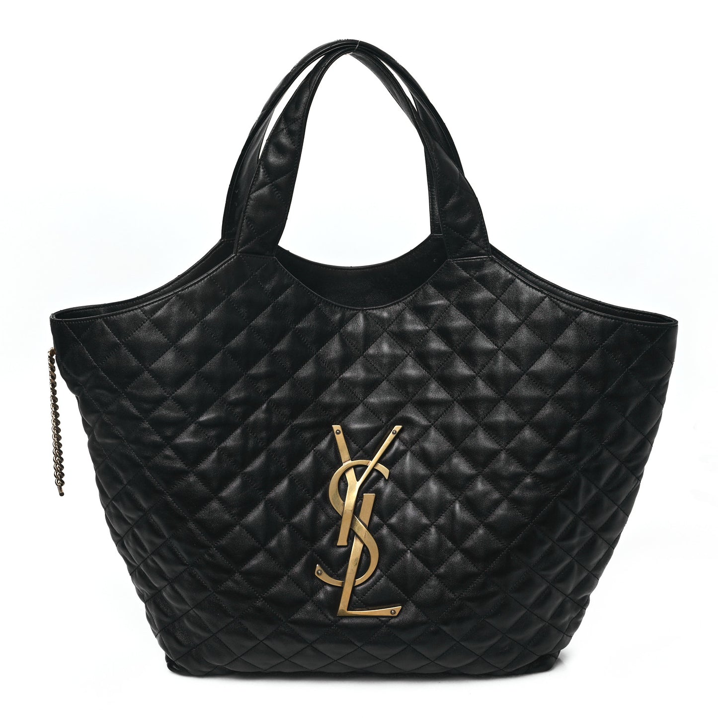 Lambskin Quilted Maxi Icare Shopping Tote Black